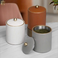 Hộp Kim Loại Bọc Da Luxe Leather - Vermouth-CẬU HAI HOME DECOR