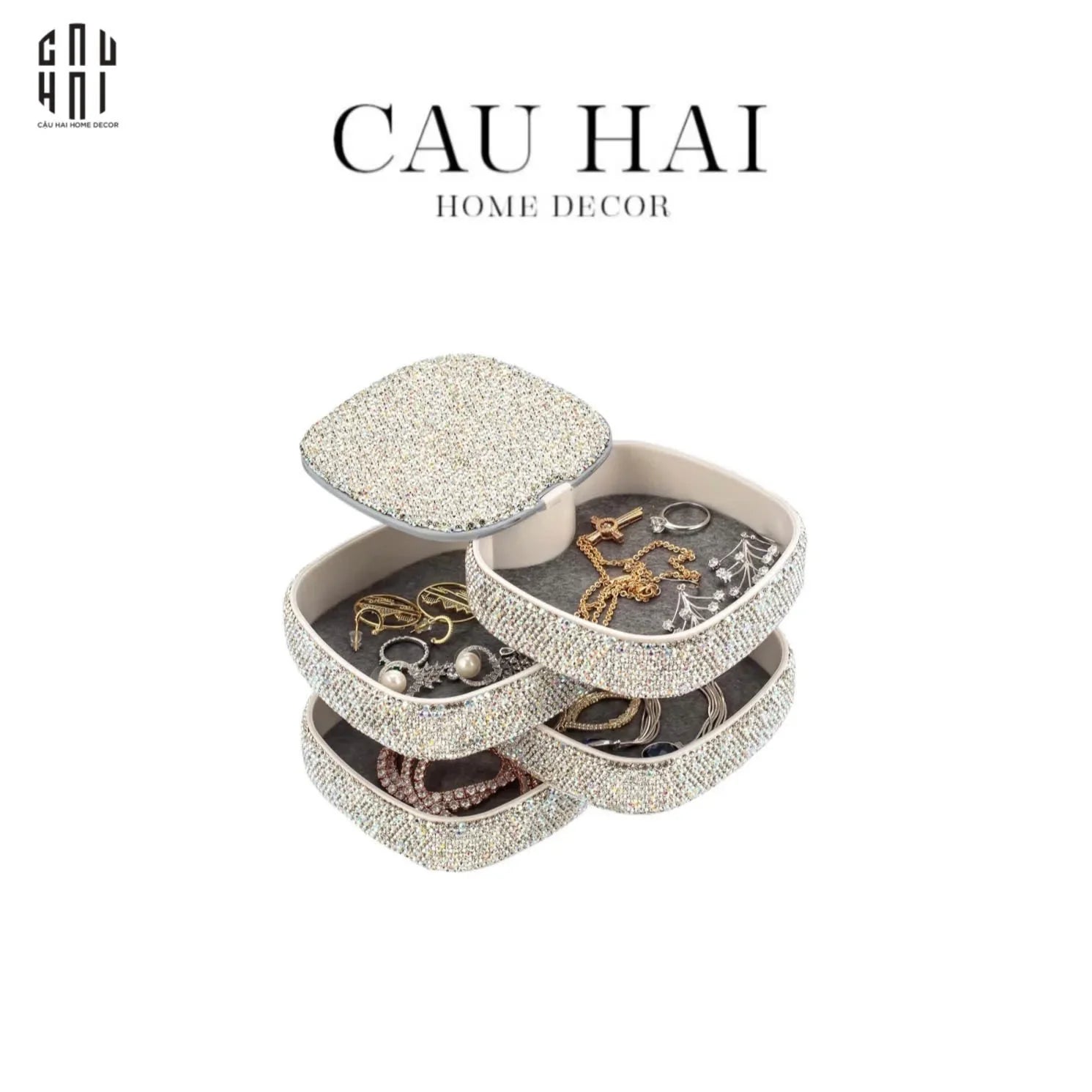 HỘP TRANG SỨC 4 IN 1 DIAMOND BLING BLING - CẬU HAI HOME DECOR