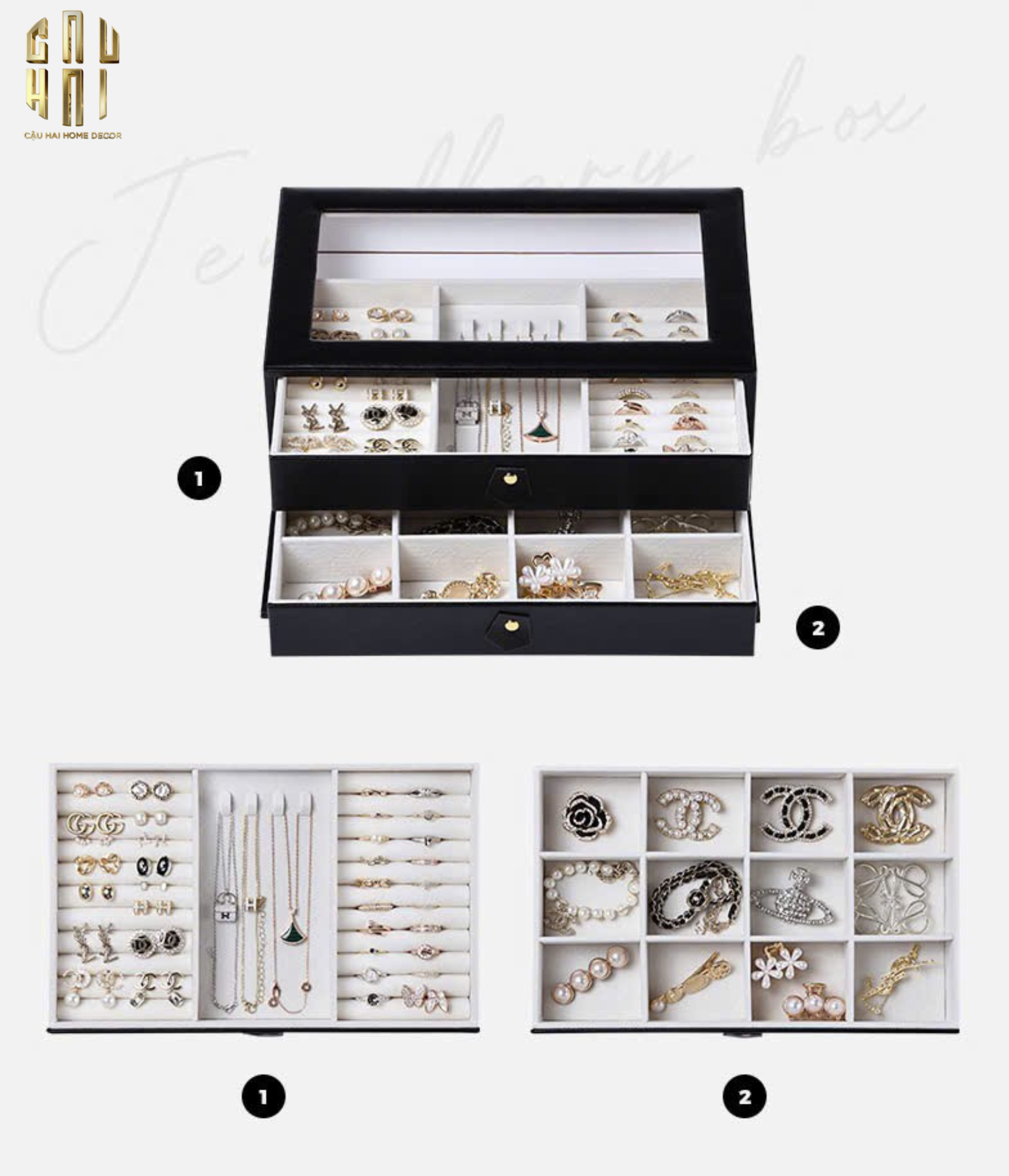 HỘP TRANG SỨC DA ELEGANCE FAUBOURG FW25 - CẬU HAI HOME DECOR