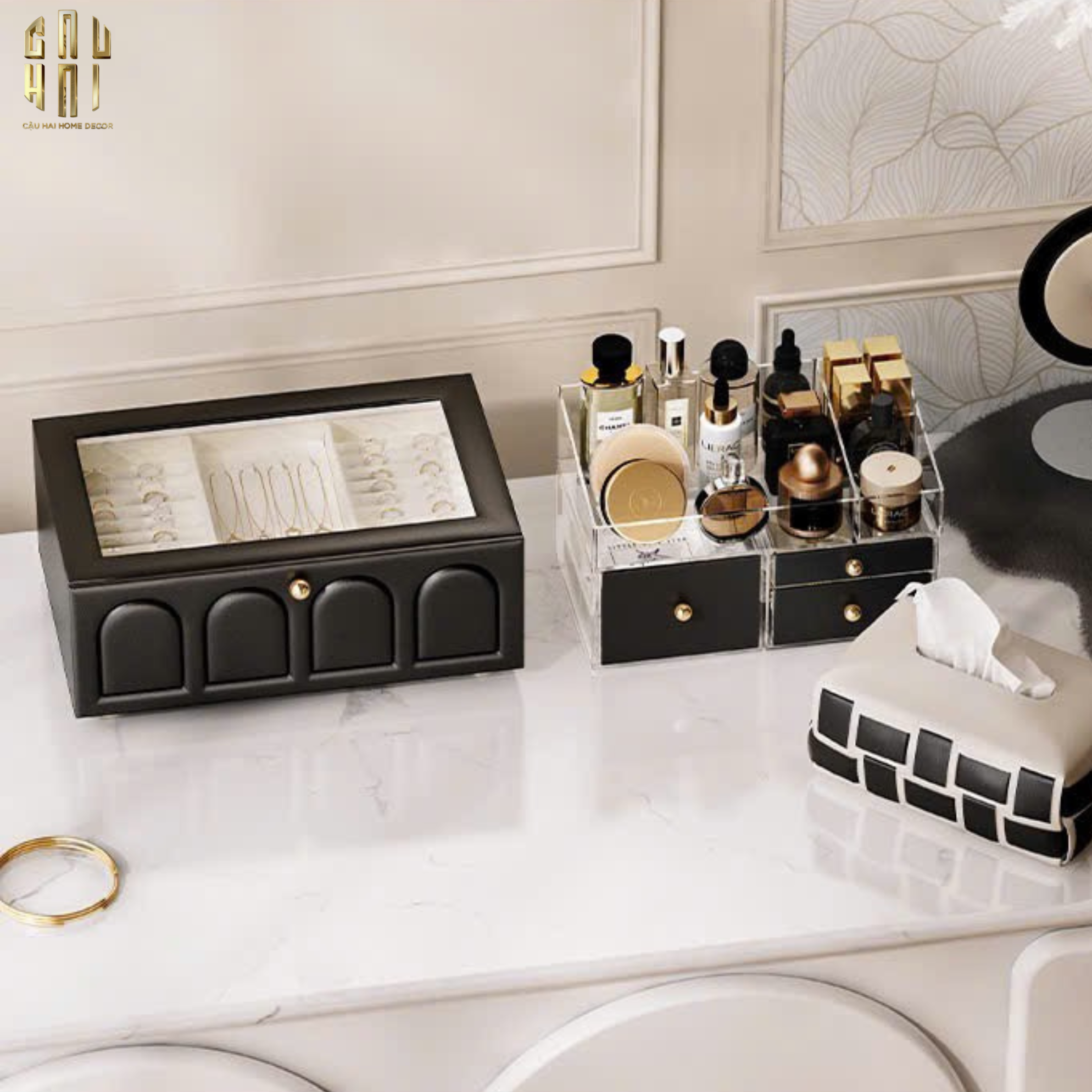 HỘP TRANG SỨC DA ELEGANCE FAUBOURG FW25 - CẬU HAI HOME DECOR