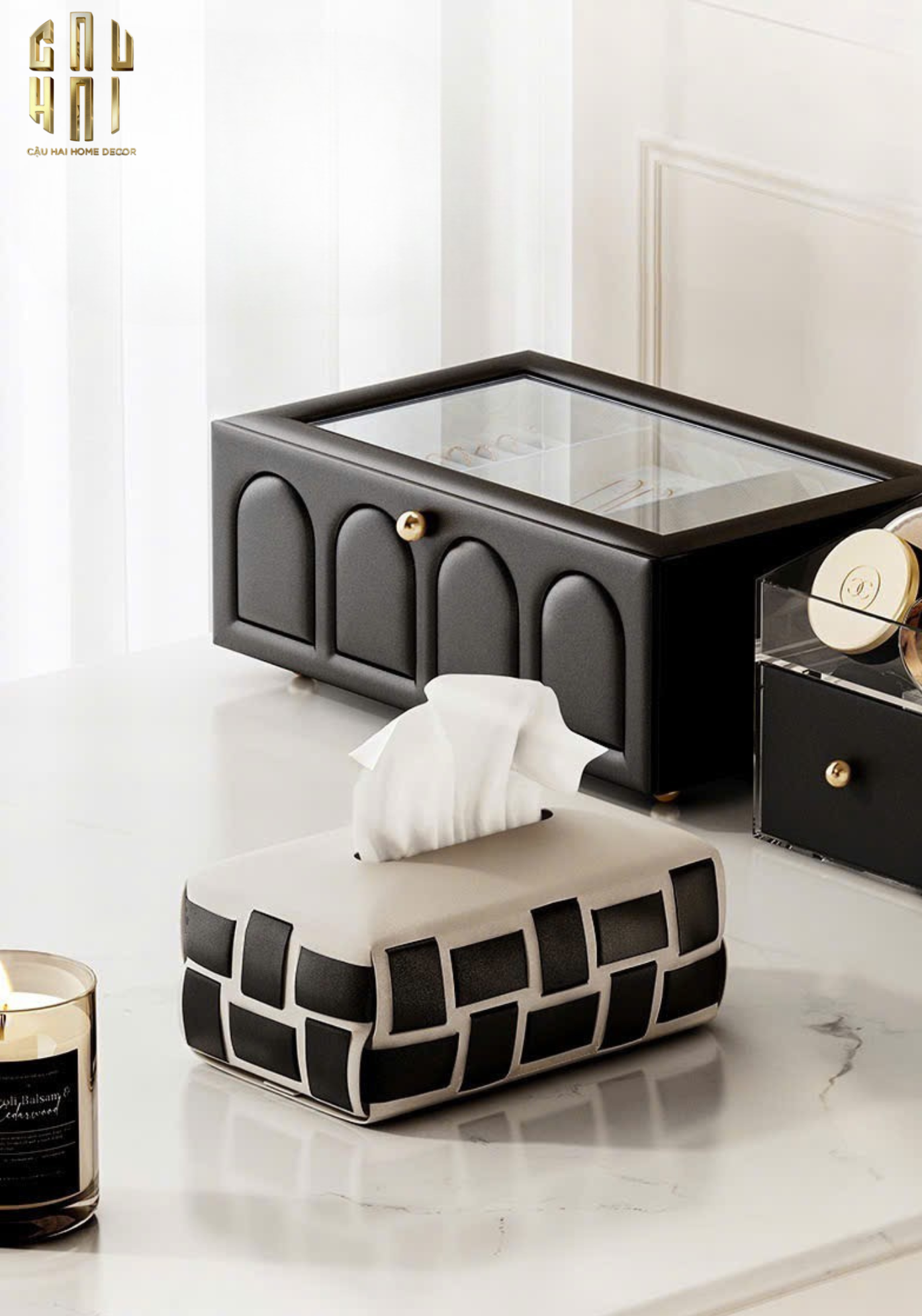 HỘP TRANG SỨC DA ELEGANCE FAUBOURG FW25 - CẬU HAI HOME DECOR