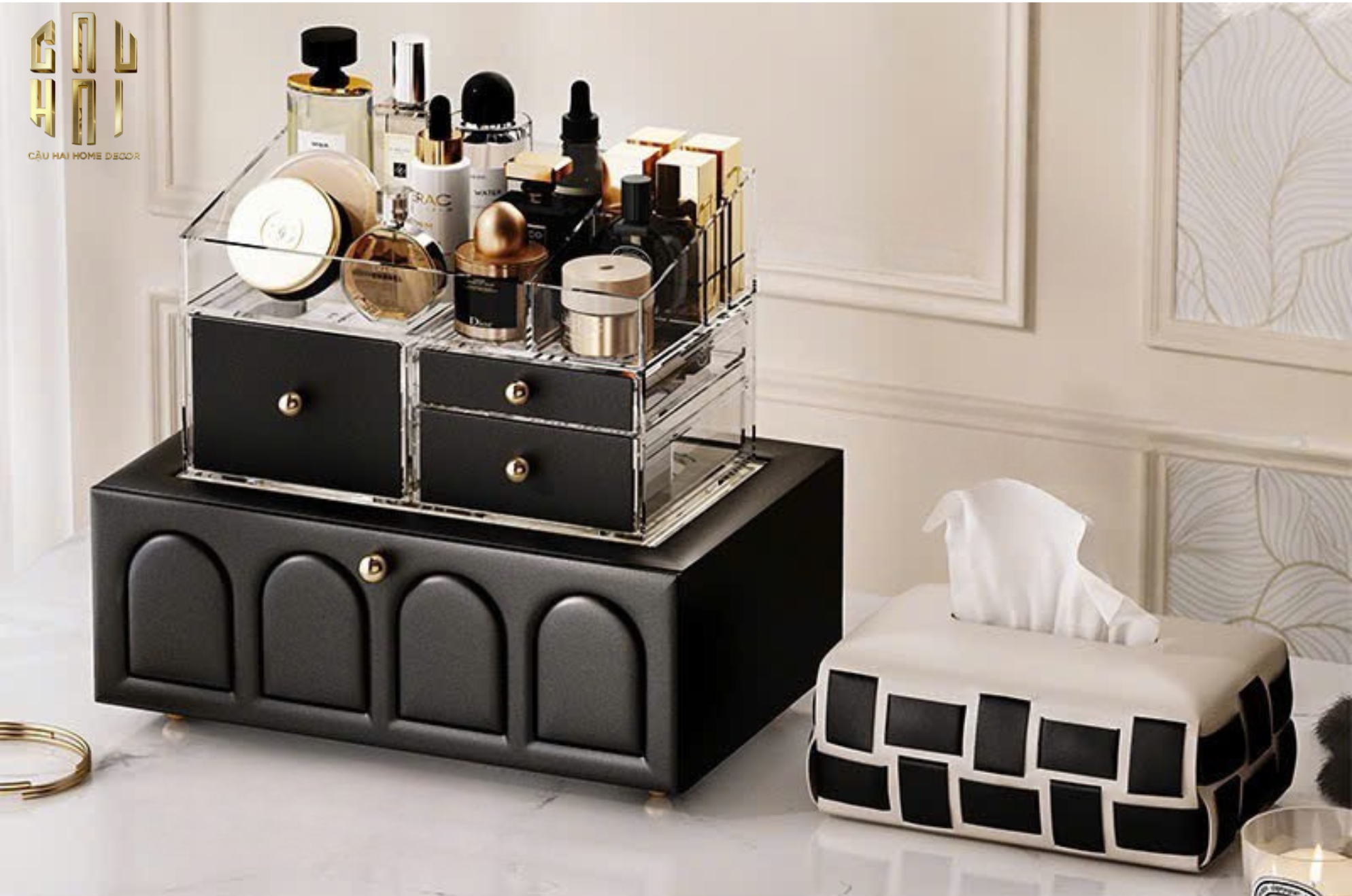 HỘP TRANG SỨC DA ELEGANCE FAUBOURG FW25 - CẬU HAI HOME DECOR