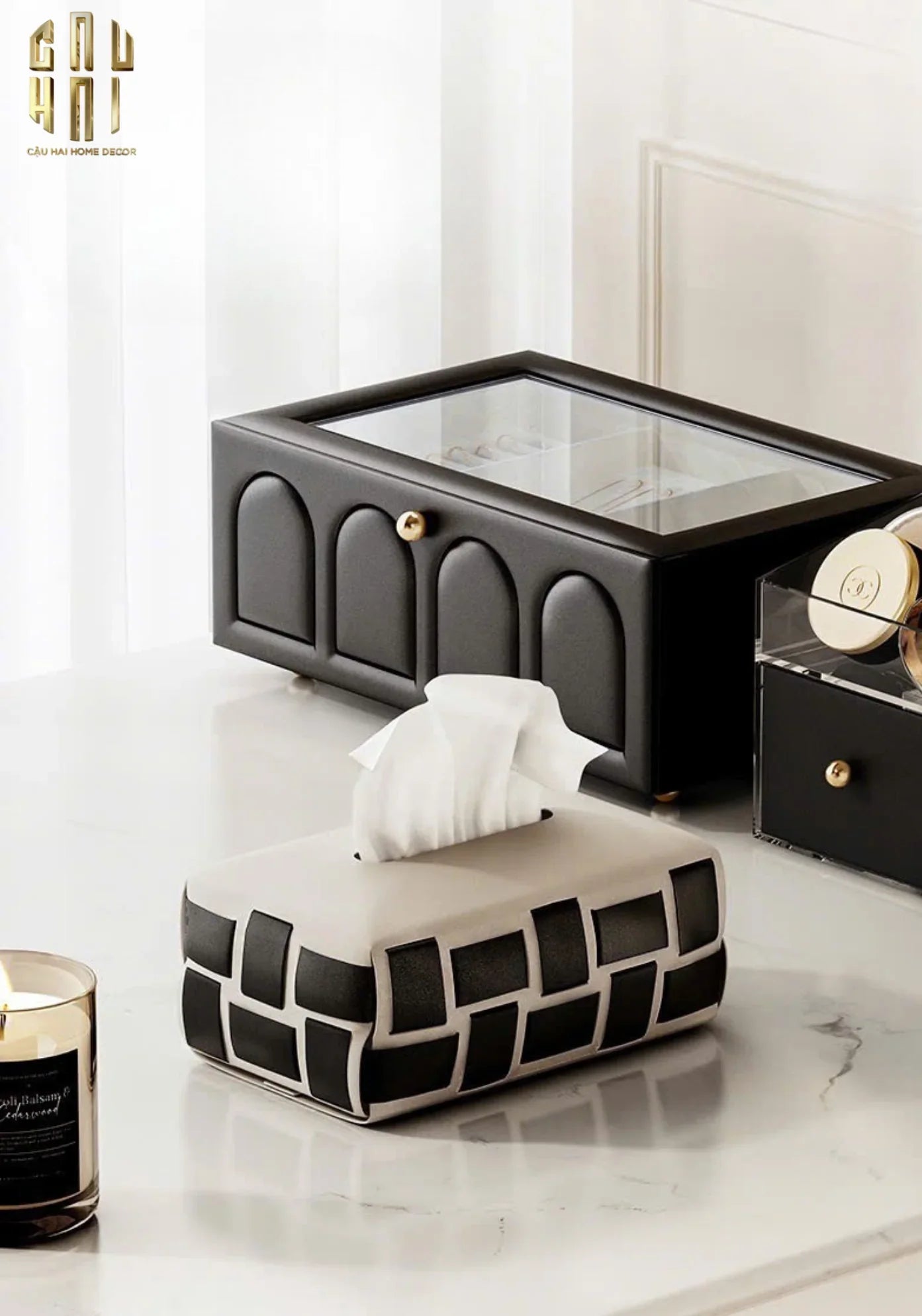 Hộp Trang Sức Da Elegance Faubourg Fw25-CẬU HAI HOME DECOR