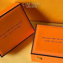Hộp Trang Sức Da Màu Cam Biểu Tượng Lux Leather H-Signature-CẬU HAI HOME DECOR
