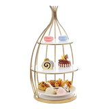 Maison Couture - Đĩa Bánh 3 Tầng Golden Cage Étagère Trois Niveaux 27x51-Đĩa Trái Cây-Đối tác tại Trung Quốc theo từng đơn đặt hàng-CẬU HAI HOME DECOR