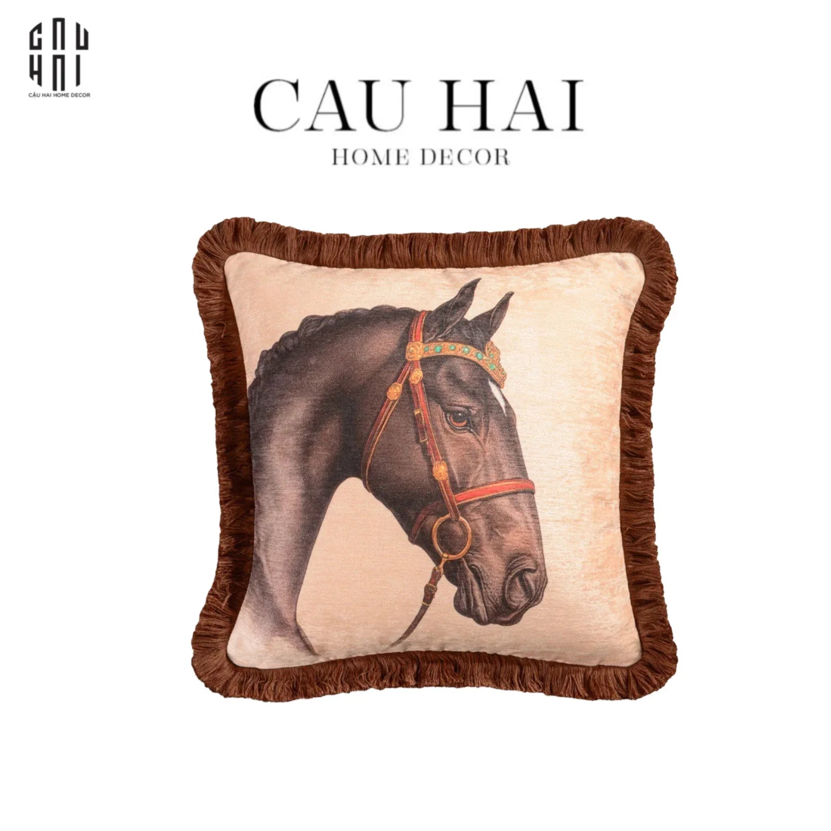 VỎ GỐI NHUNG MARRON STALLION 45-CẬU HAI HOME DECOR