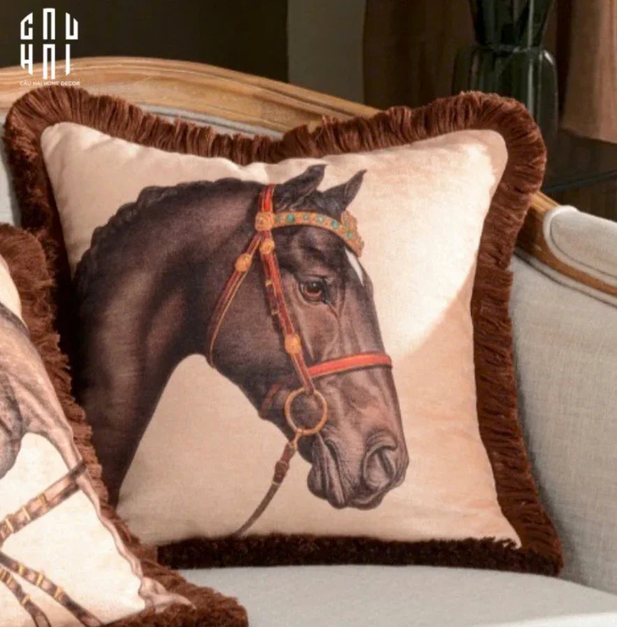 VỎ GỐI NHUNG MARRON STALLION 45-CẬU HAI HOME DECOR