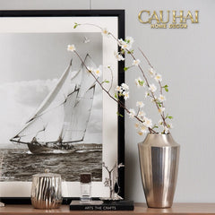 Indira Maison Couture - Bình Hoa Hợp Kim Metalic Platinum Fluted Silhouette Vase 17x6.9x30-CẬU HAI HOME DECOR