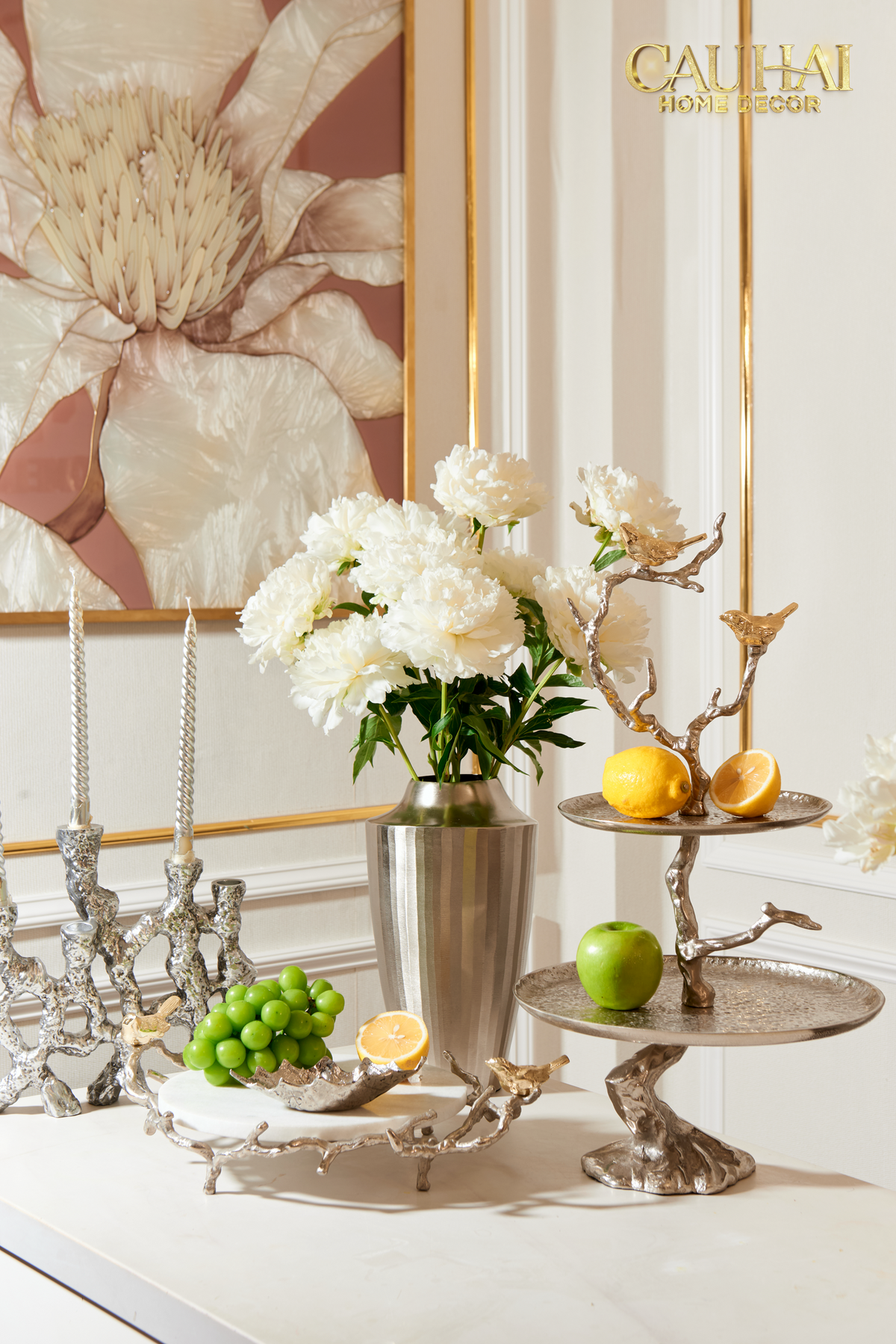 Indira Maison Couture - Bình Hoa Hợp Kim Metalic Platinum Fluted Silhouette Vase 17x6.9x30-BÌNH HOA-CẬU HAI HOME DECOR-CẬU HAI HOME DECOR