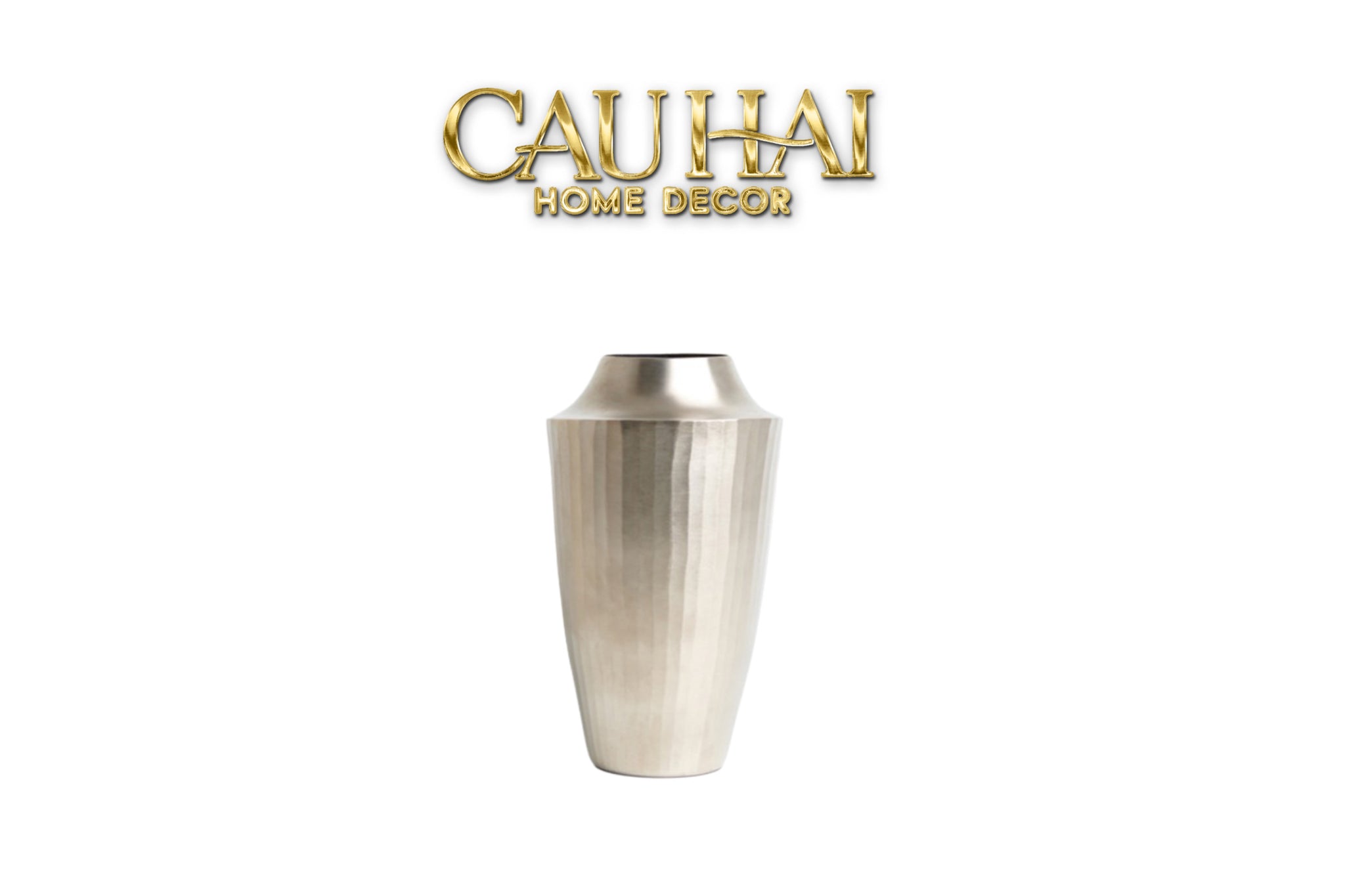 Indira Maison Couture - Bình Hoa Hợp Kim Metalic Platinum Fluted Silhouette Vase 17x6.9x30-CẬU HAI HOME DECOR