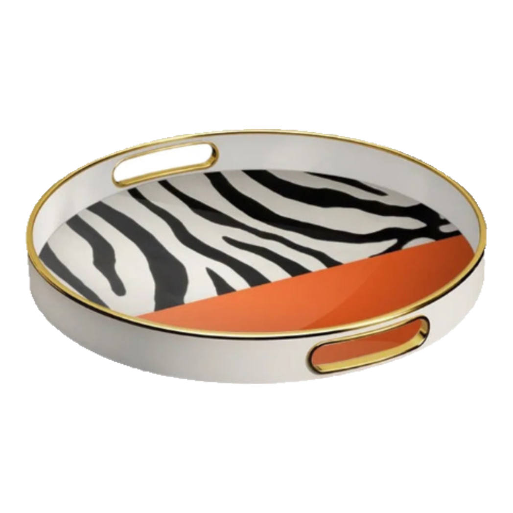 Khay Gỗ Tròn Acrylic Sauvage Vermilion Zebra Round Serving Trays D35-KHAY TRANG TRÍ-CẬU HAI HOME DECOR-CẬU HAI HOME DECOR