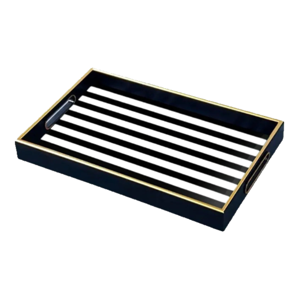 Khay Gỗ Chữ Nhật Rayé Monochrome Stripe Rectangular Serving Trays 28x35-KHAY TRANG TRÍ-CẬU HAI HOME DECOR-CẬU HAI HOME DECOR
