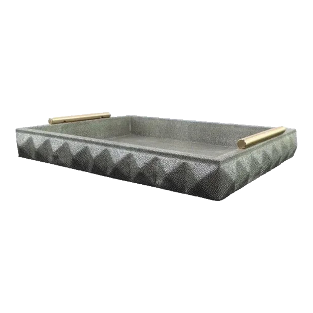 Khay Da Chữ Nhật Gothic Inspired - Geometric Gris Leather Changing Tray 38x30cm-KHAY TRANG TRÍ-CẬU HAI HOME DECOR-CẬU HAI HOME DECOR