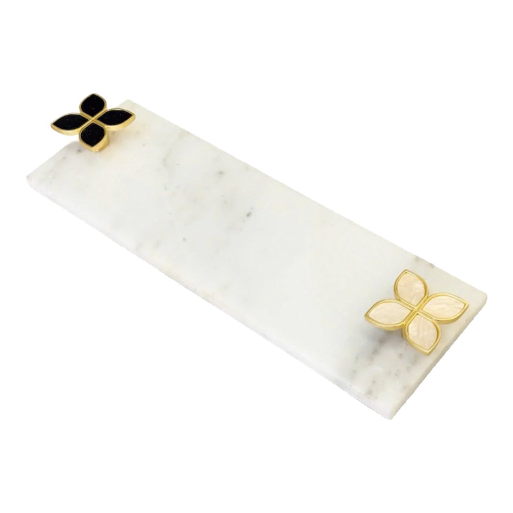 Khay Đá Chữ Nhật Mini Manhattan Urban Terrace Marble Tray - Special Clover Knob 15 X 30-KHAY TRANG TRÍ-Đối tác tại Trung Quốc theo từng đơn đặt hàng-CẬU HAI HOME DECOR