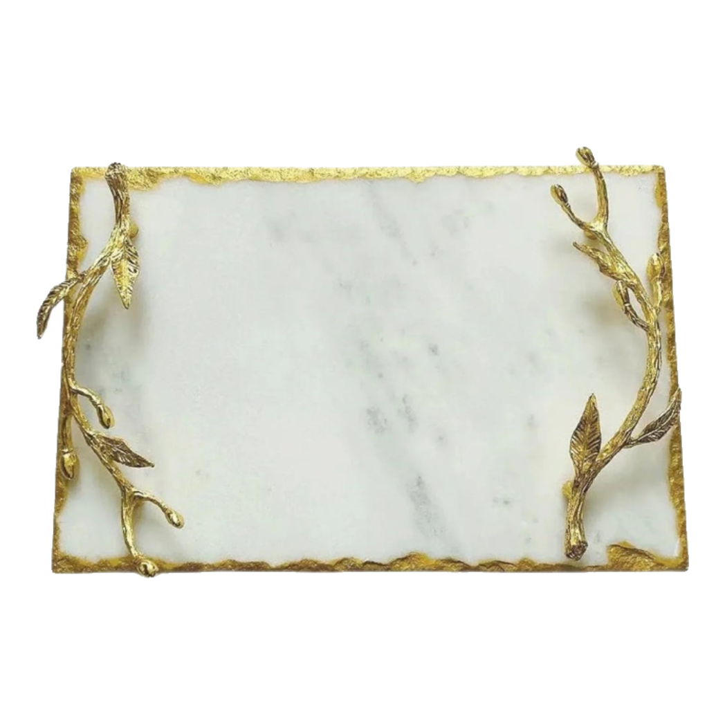 Metropolitan Elite - Khay Đá Chữ Nhật Manhattan Urban Gold Luxe Marble Trays 20x30-KHAY TRANG TRÍ-Đối tác tại Trung Quốc theo từng đơn đặt hàng-CẬU HAI HOME DECOR