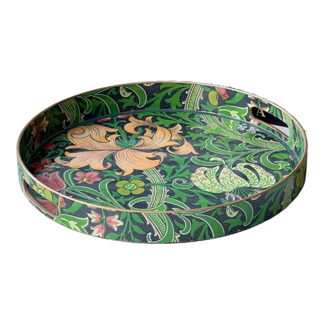 Khay Tròn Acrylic Veridant Forest Baroque Decorative Trays D33-KHAY TRANG TRÍ-Đối tác tại Trung Quốc theo từng đơn đặt hàng-CẬU HAI HOME DECOR