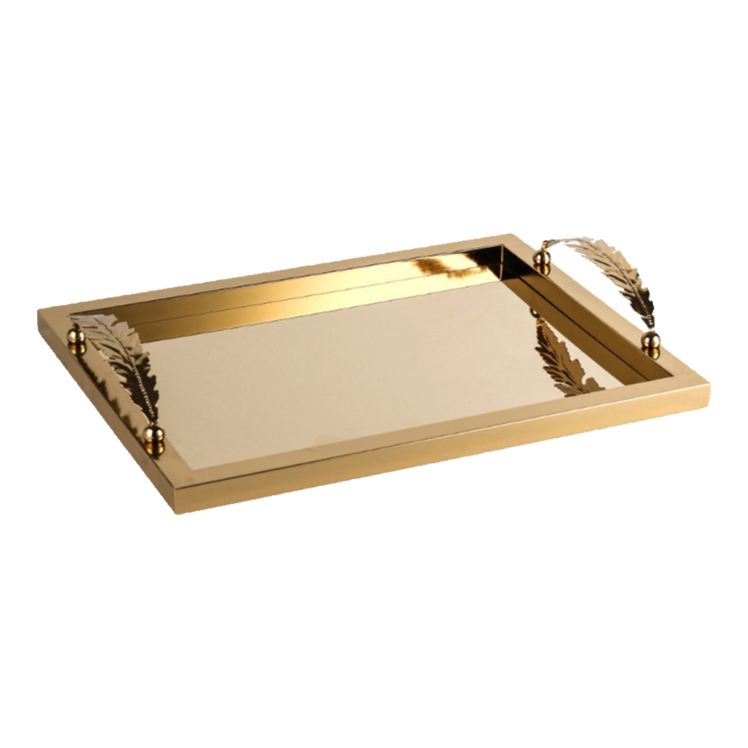 Maison Couture - Khay Chữ Nhật Métallique "Midas Touch" Gilded Fur Handle 35X45-KHAY TRANG TRÍ-Đối tác tại Trung Quốc theo từng đơn đặt hàng-CẬU HAI HOME DECOR
