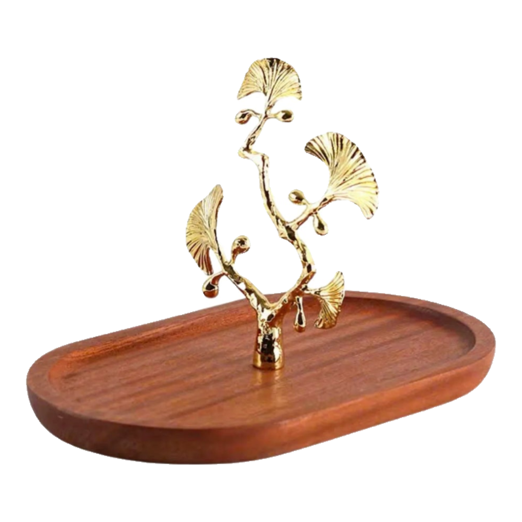 Elysian - Khay Gỗ Óc Chó Lá Ngân Hạnh Ginkgo Premium Walnut Trays 15x25-KHAY TRANG TRÍ-Đối tác tại Trung Quốc theo từng đơn đặt hàng-CẬU HAI HOME DECOR