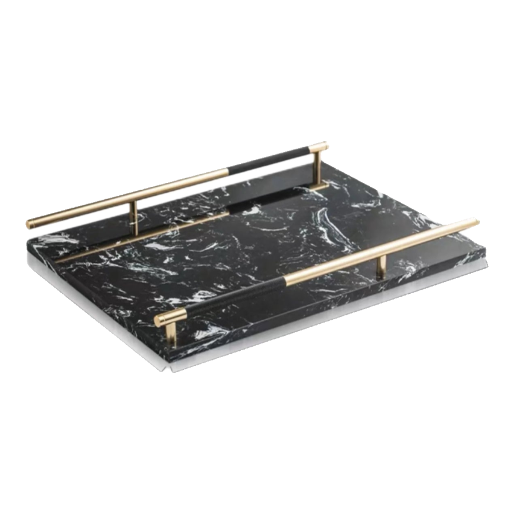 Maison Couture - Khay Đá Marble Chữ Nhật Phantom Golden Handles 30×40-KHAY TRANG TRÍ-Đối tác tại Trung Quốc theo từng đơn đặt hàng-CẬU HAI HOME DECOR
