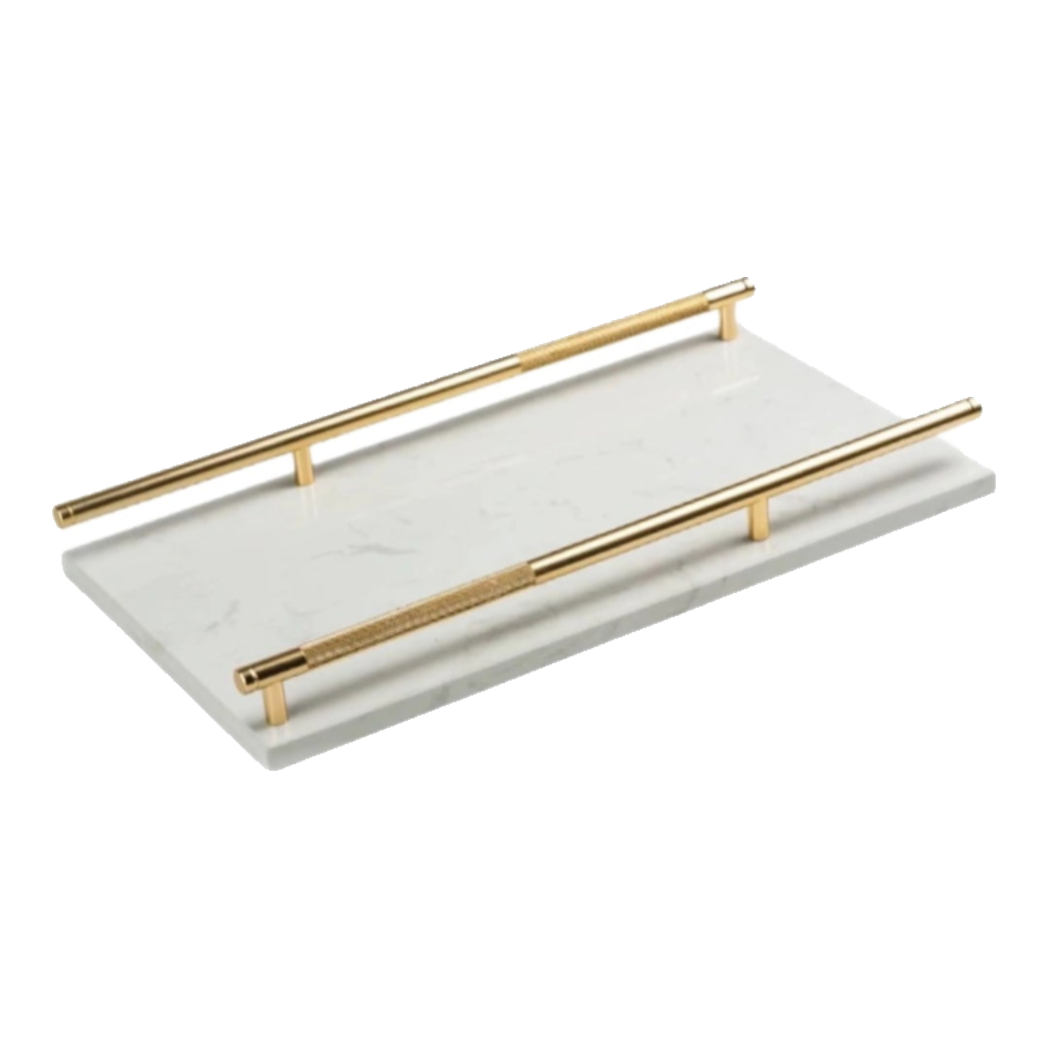 Maison Couture - Khay Đá Marble Chữ Nhật Pearl– Gold Ivory Handles 22×40-KHAY TRANG TRÍ-Đối tác tại Trung Quốc theo từng đơn đặt hàng-CẬU HAI HOME DECOR