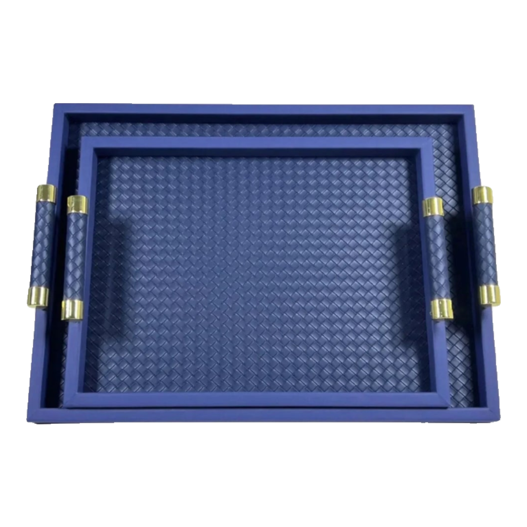 Khay Da Đan Woven Royal Indigo Blue Leather Trays 25x38-KHAY TRANG TRÍ-CẬU HAI HOME DECOR-CẬU HAI HOME DECOR
