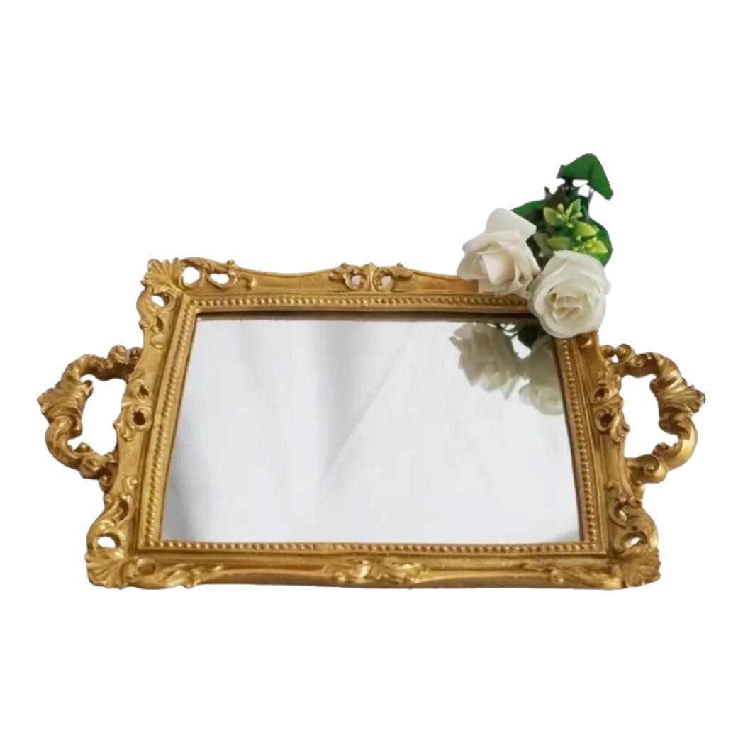 Maison Couture - Khay Gương Chữ Nhật V Class Barocco Frame Rectangular Trays Size 38-KHAY TRANG TRÍ-Đối tác tại Trung Quốc theo từng đơn đặt hàng-CẬU HAI HOME DECOR