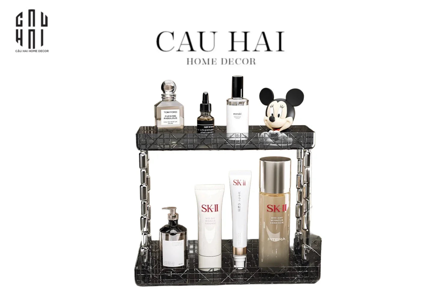 Kệ 2 Tầng Acrylic Runway Module Black Cannage-CẬU HAI HOME DECOR