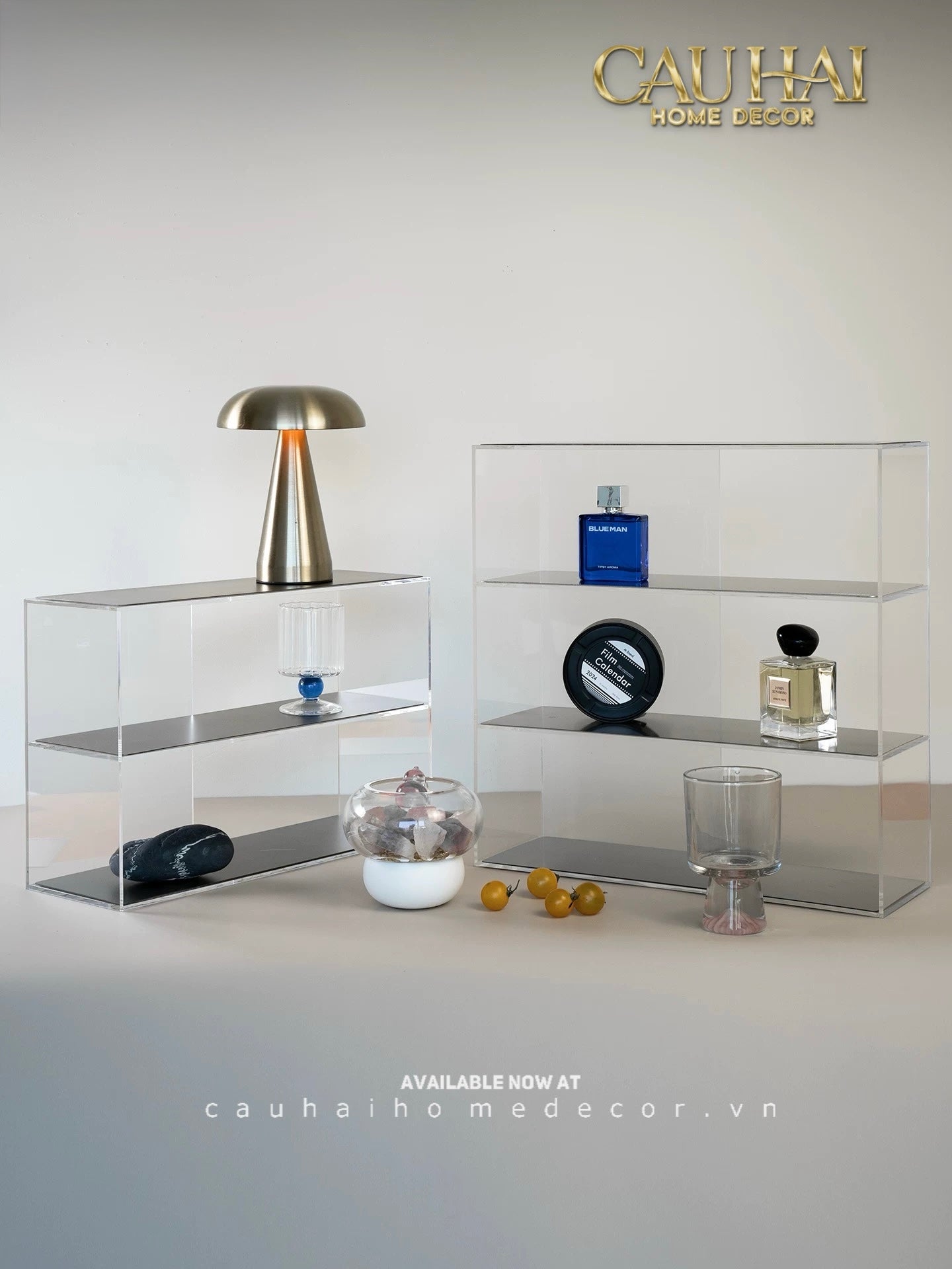 Kệ Acrylic 4 Tầng Metal Velvet Shelf Tiered Organizer 38x13.6x43-CẬU HAI HOME DECOR