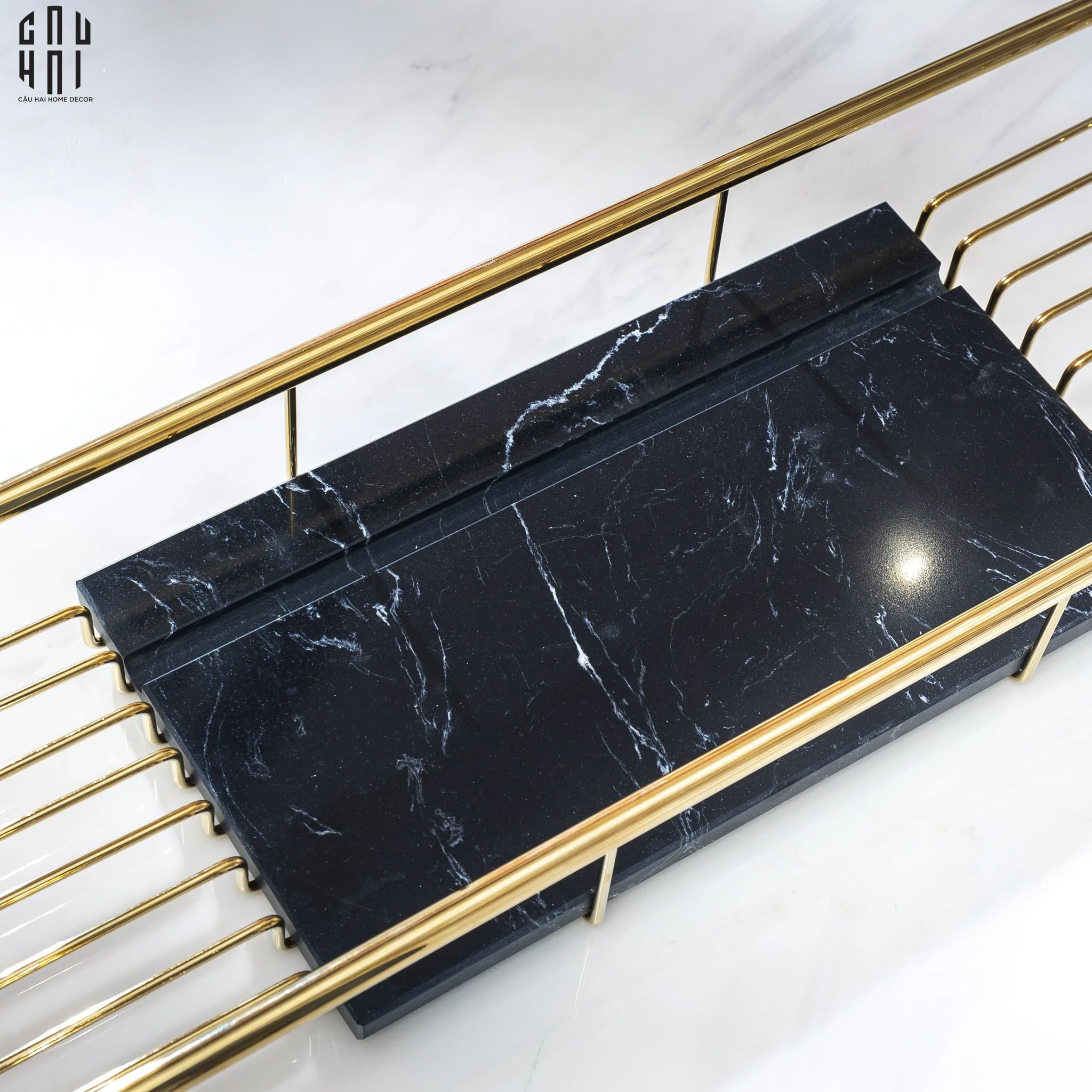 HOME COUTURE - KỆ BỒN TẮM MARSHALL BLACK MARBLE - CẬU HAI HOME DECOR