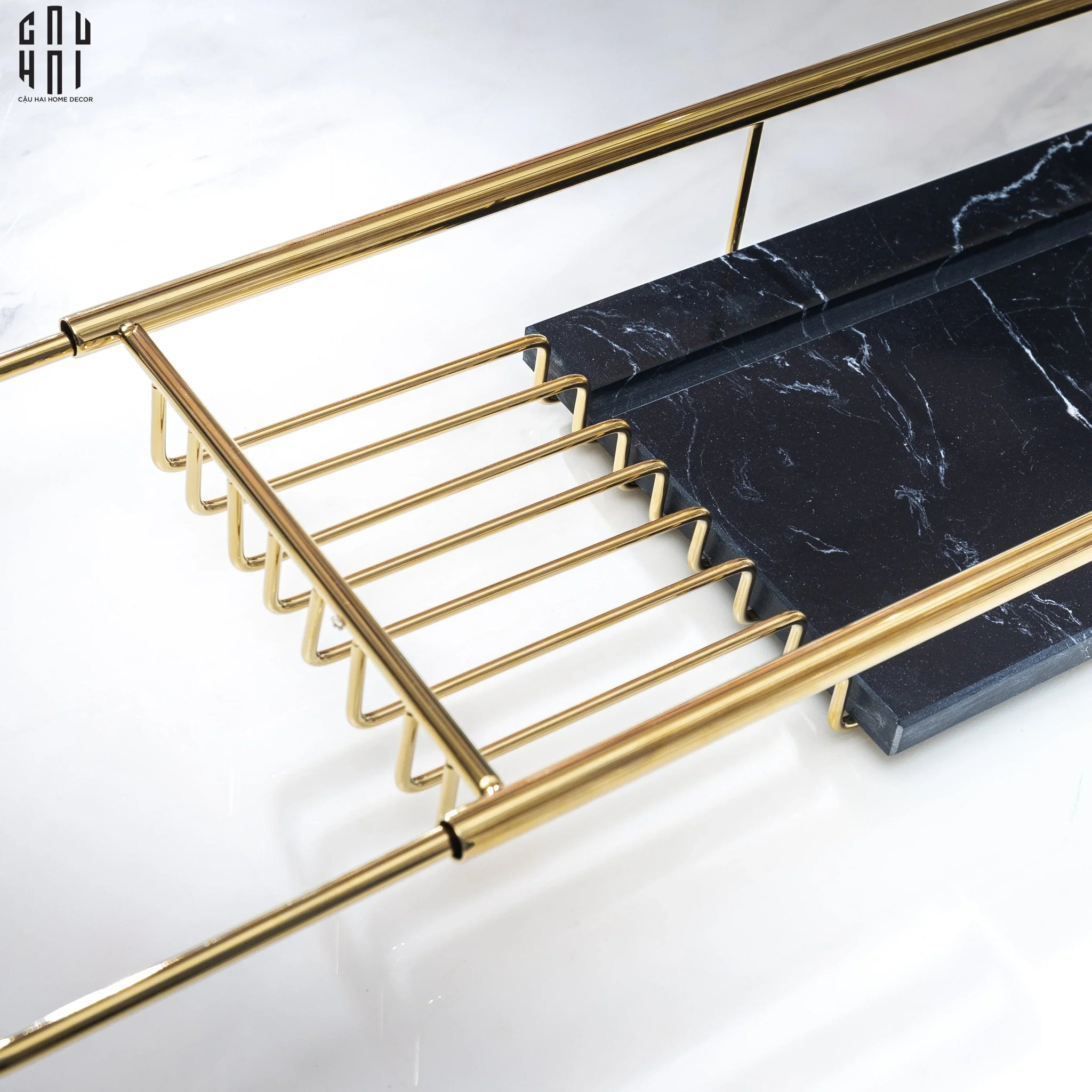 HOME COUTURE - KỆ BỒN TẮM MARSHALL BLACK MARBLE - CẬU HAI HOME DECOR