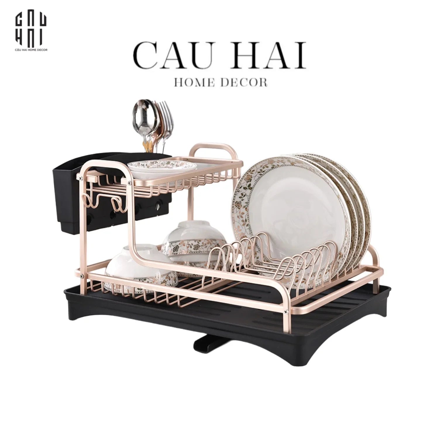 Kệ Chén Dĩa Rose Gold Ss25-CẬU HAI HOME DECOR