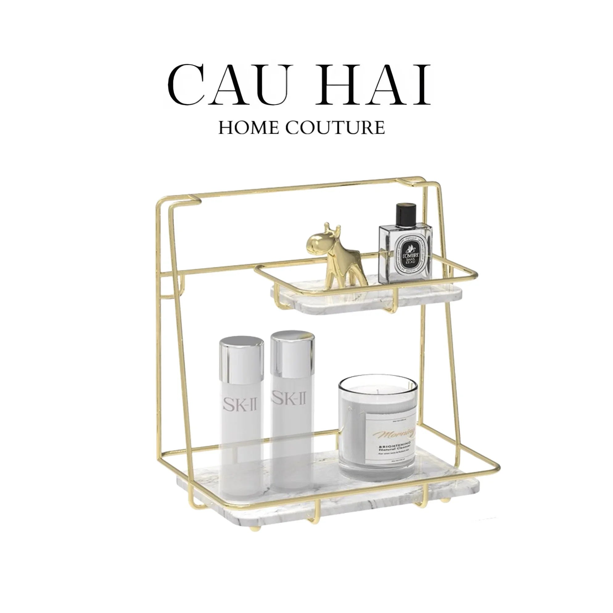 KỆ ĐÁ 2 TẦNG MARBLE TRẮNG STEPS - CẬU HAI HOME DECOR