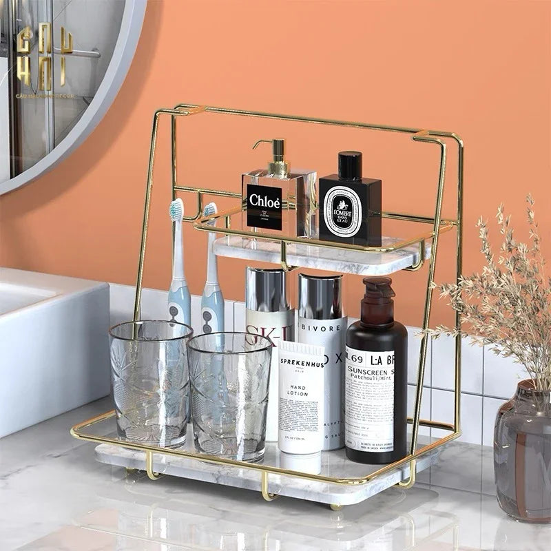 KỆ ĐÁ 2 TẦNG MARBLE TRẮNG STEPS - CẬU HAI HOME DECOR