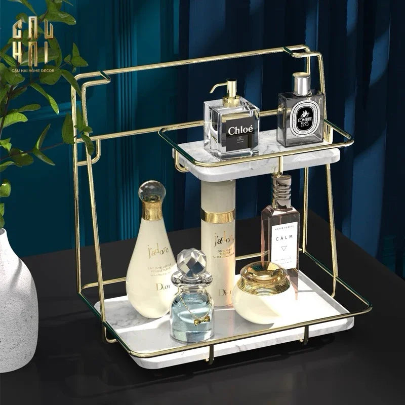 KỆ ĐÁ 2 TẦNG MARBLE TRẮNG STEPS - CẬU HAI HOME DECOR