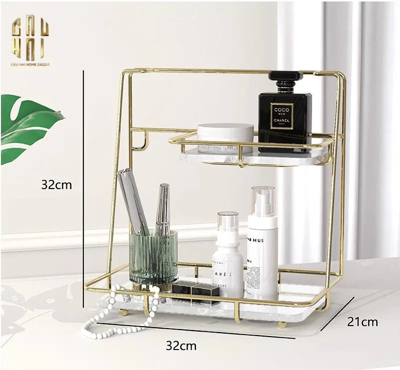 KỆ ĐÁ 2 TẦNG MARBLE TRẮNG STEPS - CẬU HAI HOME DECOR