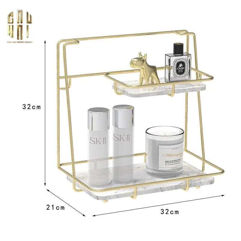 KỆ ĐÁ 2 TẦNG MARBLE TRẮNG STEPS - CẬU HAI HOME DECOR