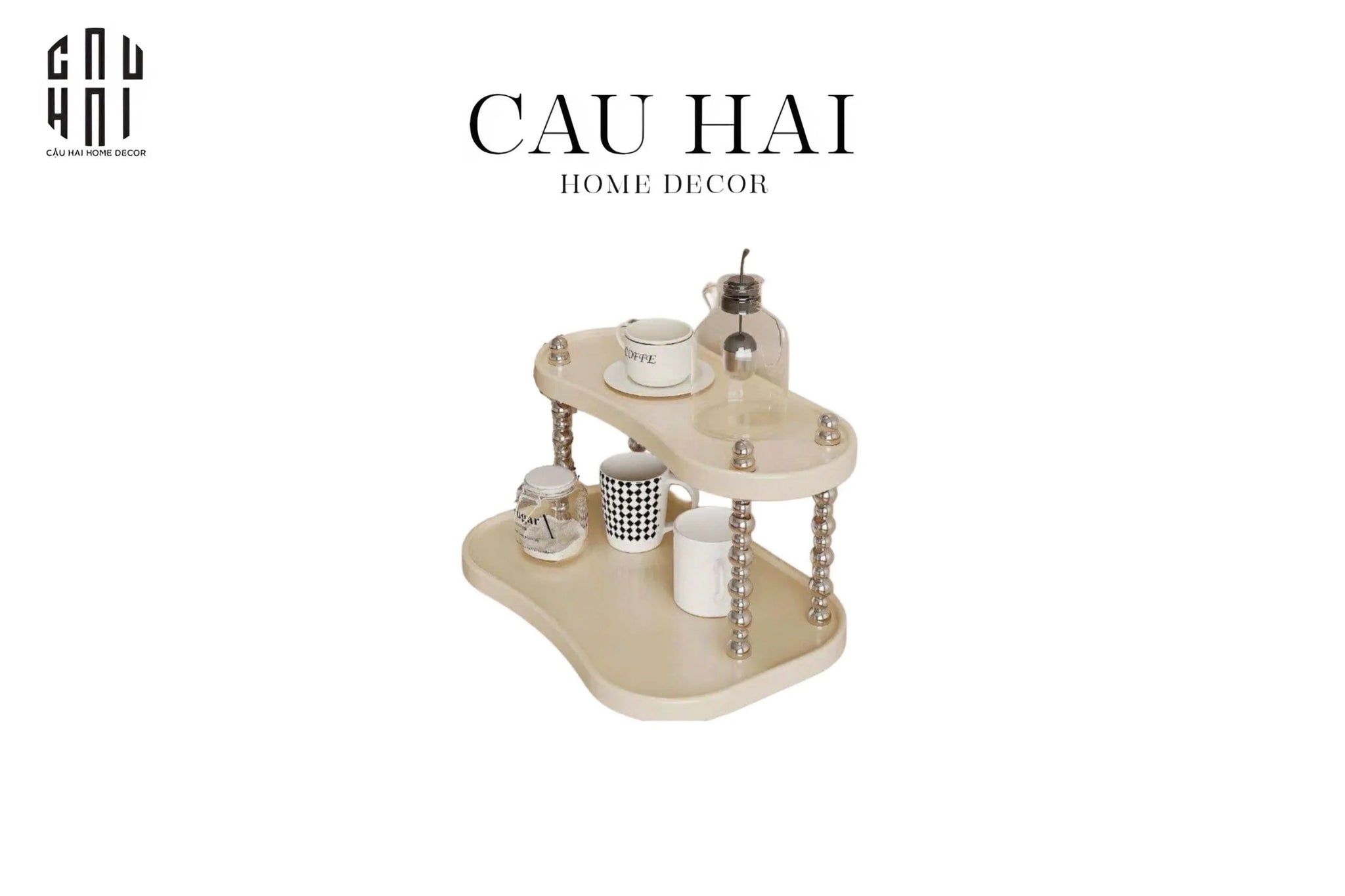 Kệ mỹ phẩm 2 tầng Silver Spakling - CẬU HAI HOME DECOR