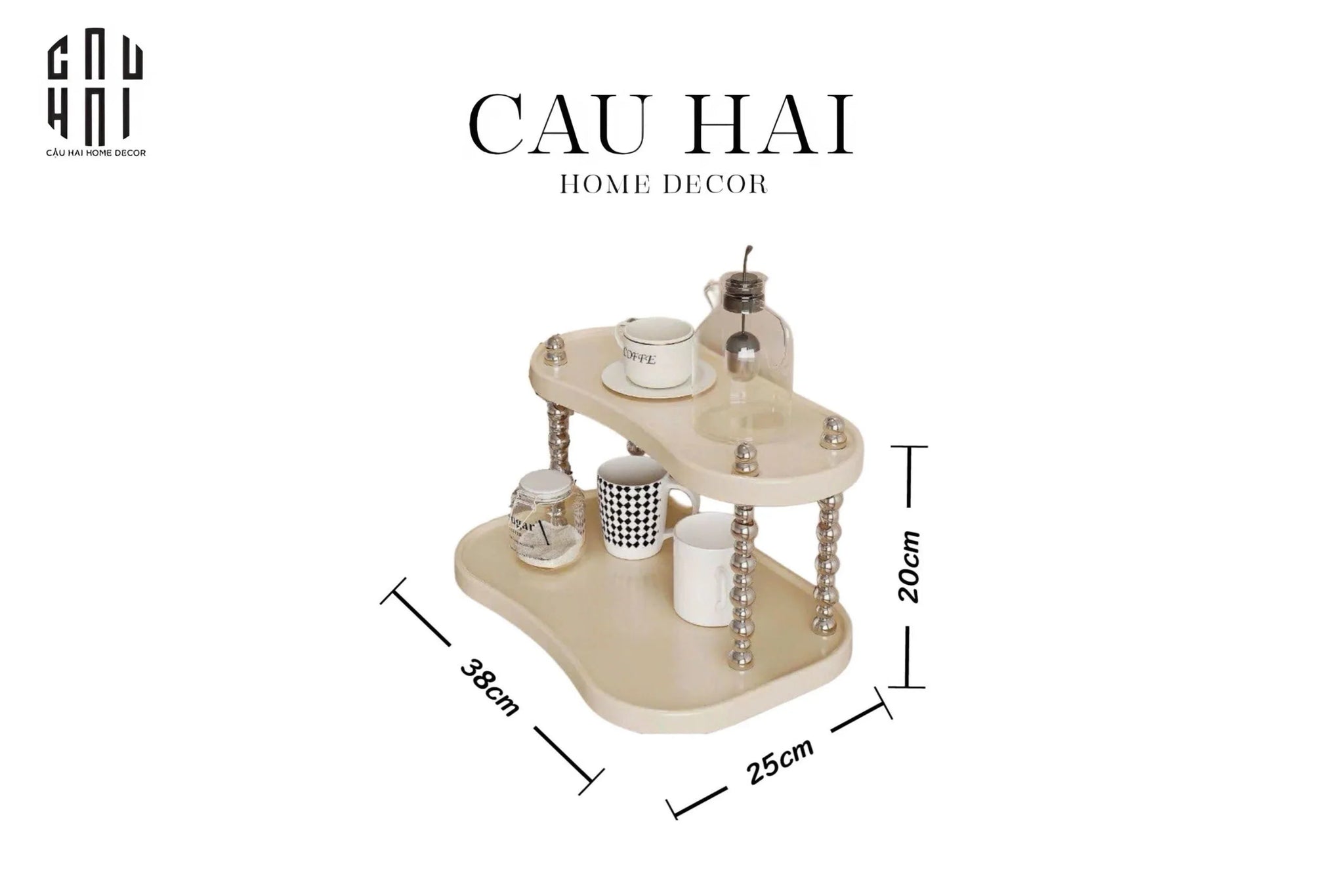 Kệ mỹ phẩm 2 tầng Silver Spakling - CẬU HAI HOME DECOR