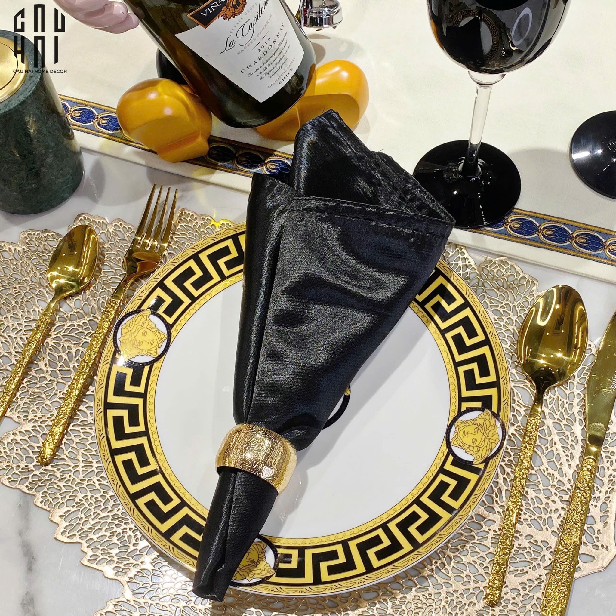 KHĂN ĂN - SILK NAPKIN BLACK ROYAL - CẬU HAI HOME DECOR