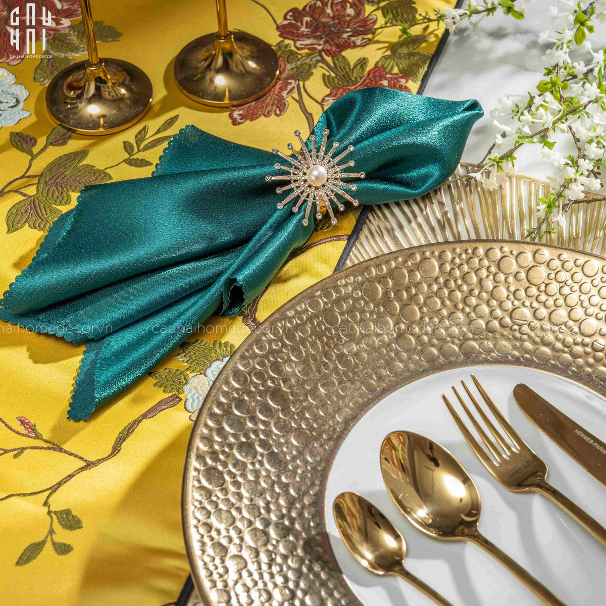 Khăn Ăn - Silk Napkin Emerald-KHĂN ĂN-Đối tác tại Trung Quốc theo từng đơn đặt hàng-CẬU HAI HOME DECOR