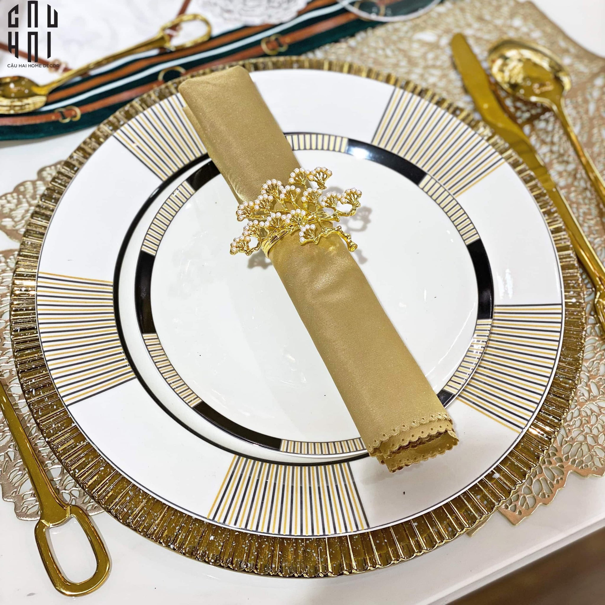 KHĂN ĂN - SILK NAPKIN GOLD - CẬU HAI HOME DECOR