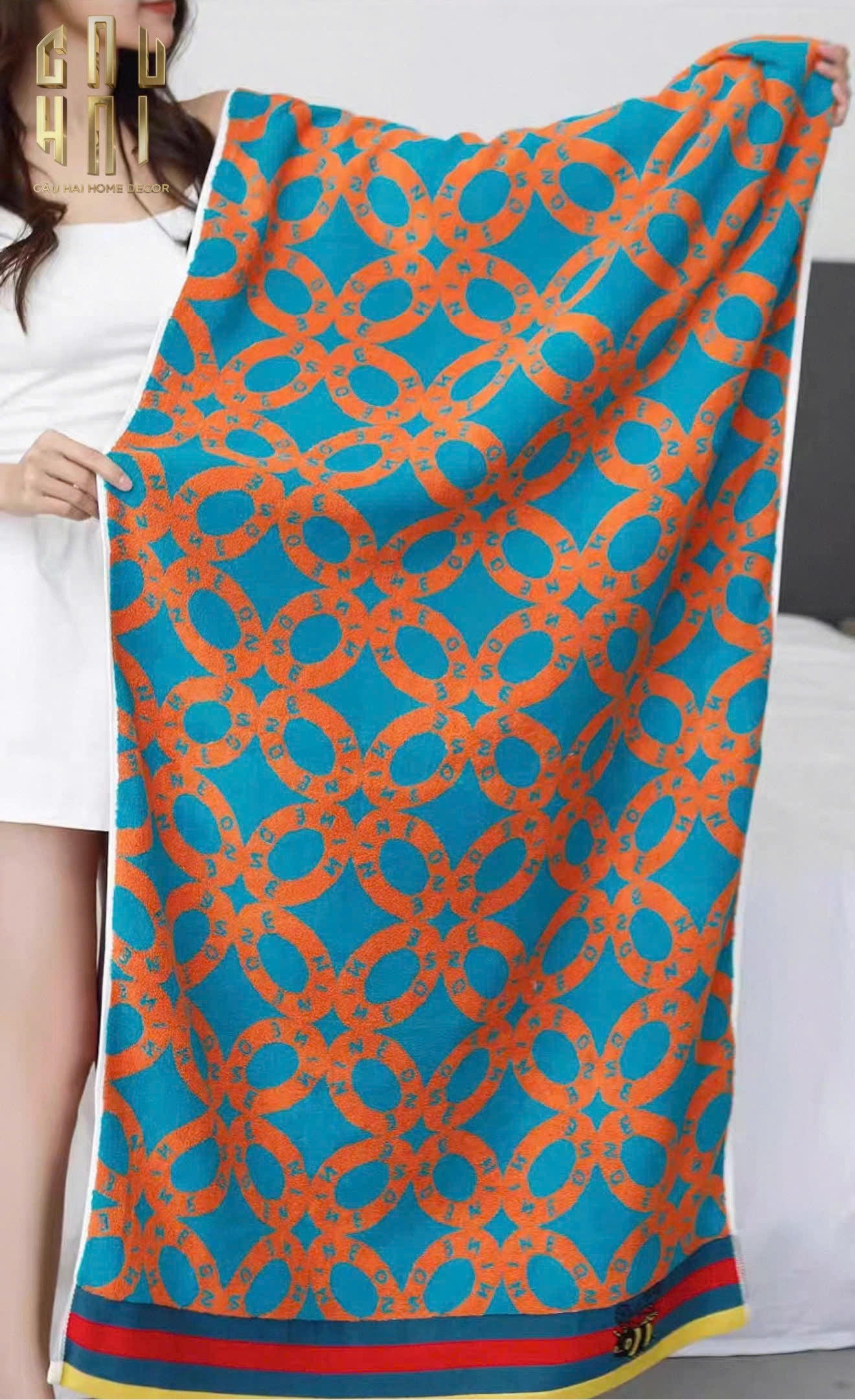 KHĂN TẮM 70X140 - GEOMETRIC CHAIN GC BATH TOWEL - CẬU HAI HOME DECOR