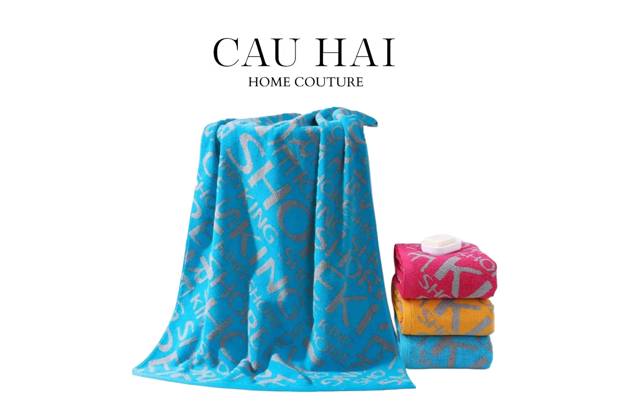 KHĂN TẮM 70X140 KING TYPO - SKY BLUE BATH TOWEL - CẬU HAI HOME DECOR