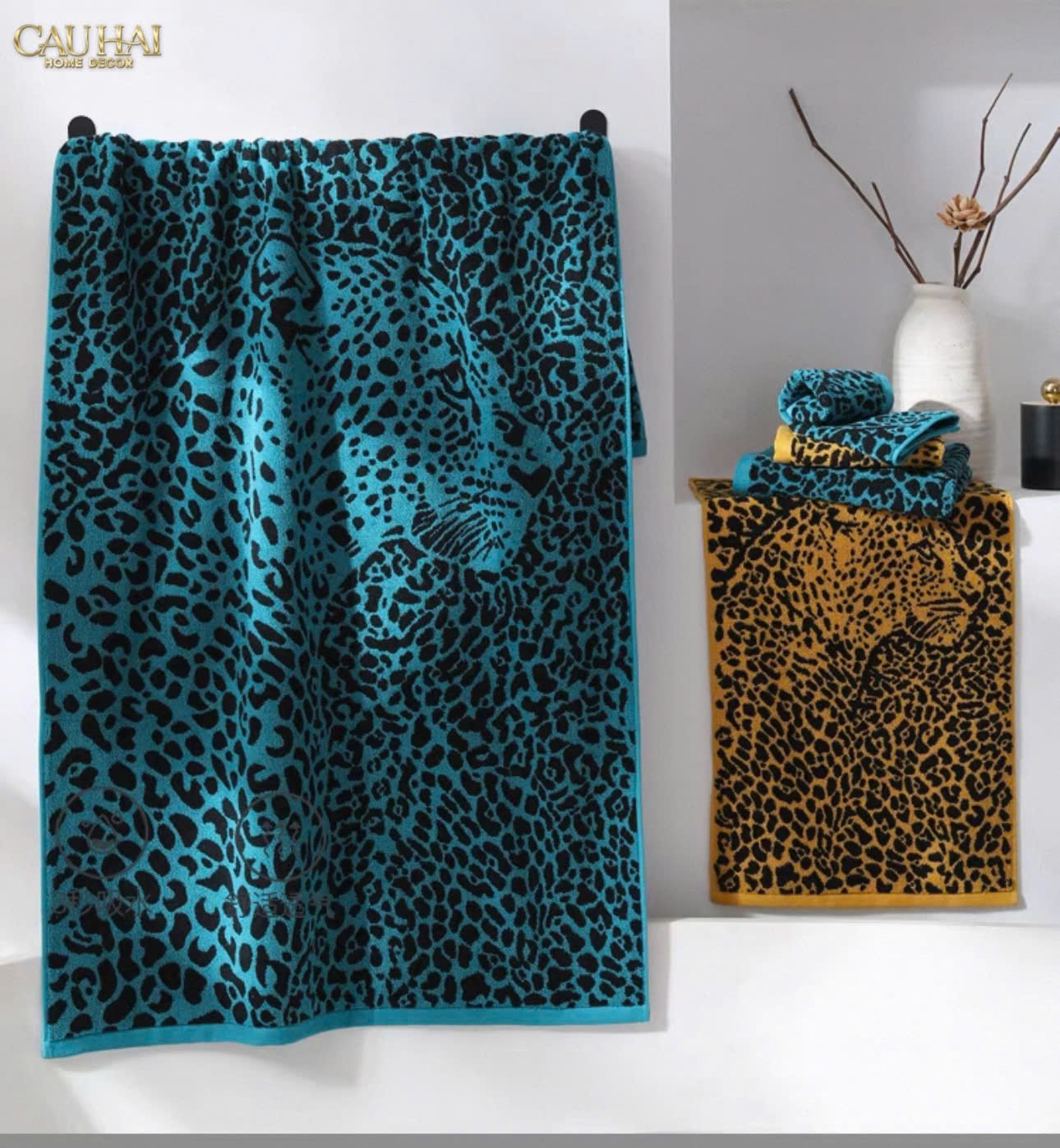 KHĂN TẮM 70X140 - LEOPARD PREMIUM BATH TOWEL - CẬU HAI HOME DECOR