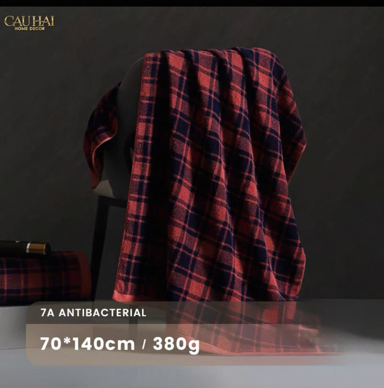 KHĂN TẮM 70X140 - MOTIF À CARREAU PREMIUM BATH TOWEL - CẬU HAI HOME DECOR