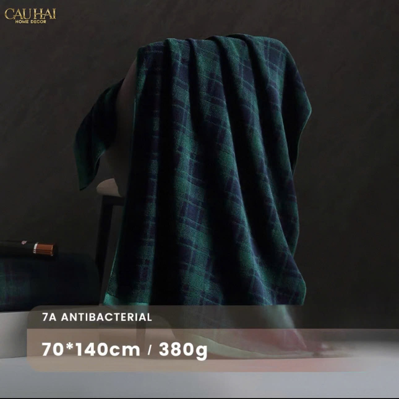 KHĂN TẮM 70X140 - MOTIF À CARREAU PREMIUM BATH TOWEL - CẬU HAI HOME DECOR