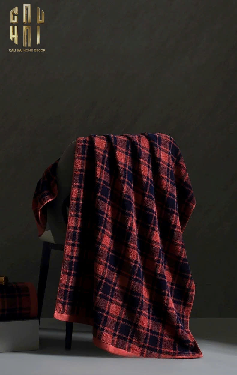 KHĂN TẮM 70X140 - MOTIF À CARREAU PREMIUM BATH TOWEL - CẬU HAI HOME DECOR