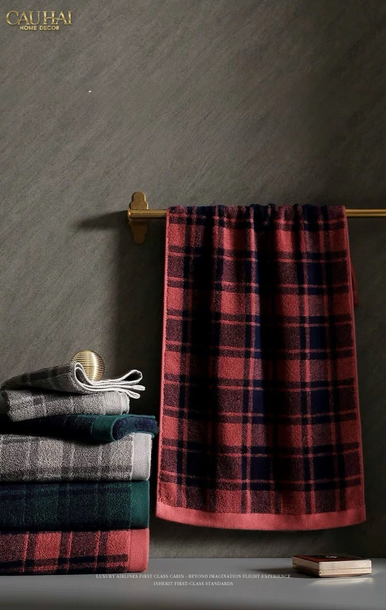 KHĂN TẮM 70X140 - MOTIF À CARREAU PREMIUM BATH TOWEL - CẬU HAI HOME DECOR