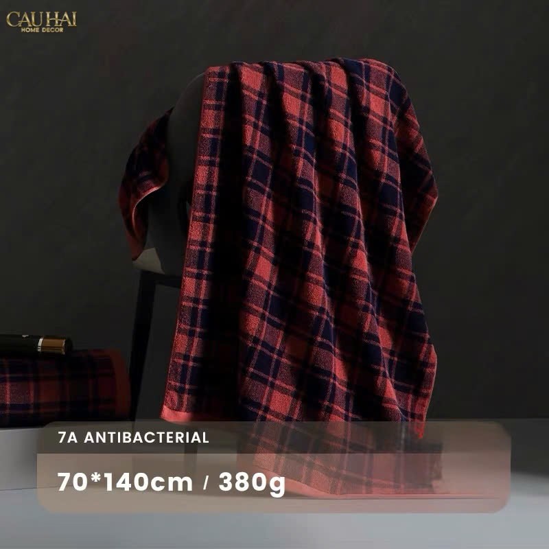 KHĂN TẮM 70X140 - MOTIF À CARREAU PREMIUM BATH TOWEL - CẬU HAI HOME DECOR