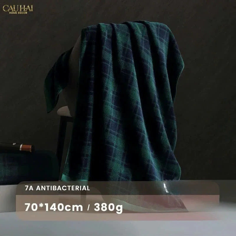 Khăn Tắm 70X140 - Motif À Carreau Premium Bath Towel-CẬU HAI HOME DECOR